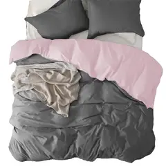 MY HOME STORE - Duvet + Plumón Bicolor Gris Oscuro Rosado Doble