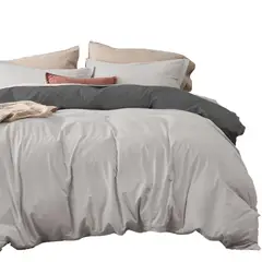 MY HOME STORE - Duvet + Plumón Bicolor Gris Claro Gris Oscuro Sencillo