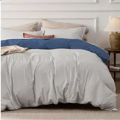 MY HOME STORE - Duvet + Plumón Bicolor Gris Claro Azul Oscuro King