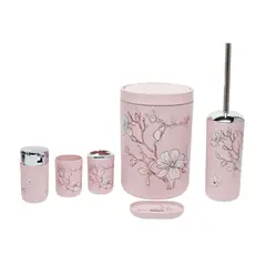 undefined - Set Utensilios Accesorios Baño Dispensador Jabón Papelera X6 Durazno