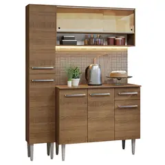 MADESA - Cocina Integral Emilly 1.40 m Marrón Sin Mesón