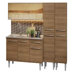 MADESA - Cocina Integral Emilly 1.70 M Con Mesón De Acero Marrón 12