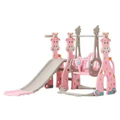 undefined - Rodadero + Columpio Infantil Musical Bebés Niños Área Juego Aire Libre Rosa