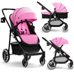 undefined - Coche Infantil Reversible Plegable con Cuna y Ruedas de Suspensión