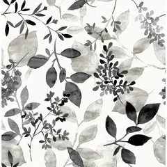 NUWALLPAPER - Papel Mural Negro Adhesivo Diseño Botánico Farmhouse