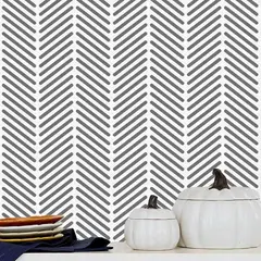 undefined - Papel Mural Fititem Adhesivo Chevron Gris Oscuro Y Blanco Impermeable