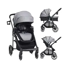 undefined - Coche Reversible INFANS 2 en 1 Plegable con Toldo y Ruedas de Suspensión