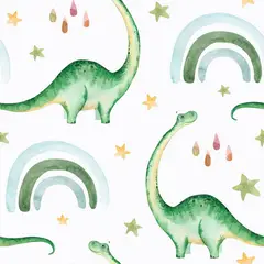 undefined - Papel Tapiz Diplodocus Autoadhesivo Verde Blanco Para Decoración Infantil