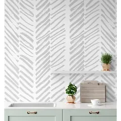 undefined - Papel Tapiz Gris y Blanco Autoadhesivo Rayado Para Paredes y Muebles