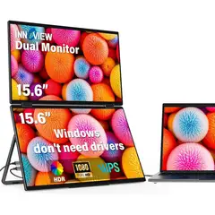 undefined - Monitor Portátil Dual InnoView 15,6 Pulgadas Full HD Con USB C HDMI Plegable y Ajustable