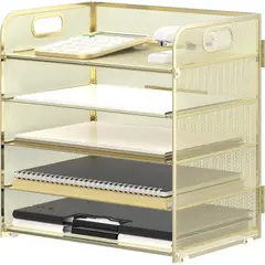 undefined - Organizador Supeasy Dorado con 5 Bandejas Metálicas para Documentos