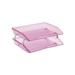 undefined - Organizador de Escritorio Acrimet Rosa Transparente con Dos Niveles de Plástico