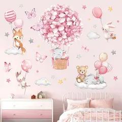 undefined - Papel Tapiz Autoadhesivo Infantil Animales Globos Aerostáticos