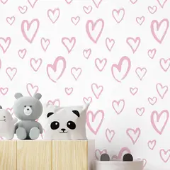 undefined - Papel Tapiz Rosa y Blanco Corazones Autoadhesivo