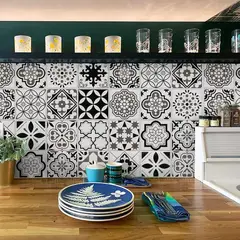 undefined - Papel Tapiz Autoadhesivo Negro y Blanco para Cocina y Baño