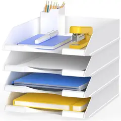 undefined - Bandejas Apilables Blancas para Documentos con Diseño Compacto y Duradero