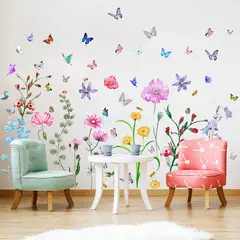 undefined - Vinilo Decorativo Flores Mariposas y Abejas