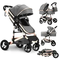 undefined - Coche Convertible Reversible con Moisés Ajustable y Plegado Compacto
