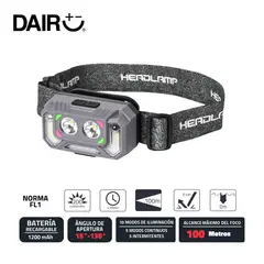 DAIRU - Linterna Recargable Frontal Manos Libres Alc 100m