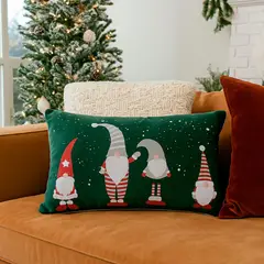 DEAR SANTA - Cojín Navideño Poliéster 30x50 Verde Gnomos