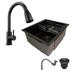 GRIFOS CENTER - Combo Lavaplatos 51*45cm+griferia Lvp Extraible+ Accesorios