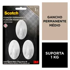 SCOTCH - Gancho Permanente Mediano Blanco 3m