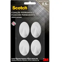 SCOTCH - Gancho Permanente Pequeño Blanco 3m
