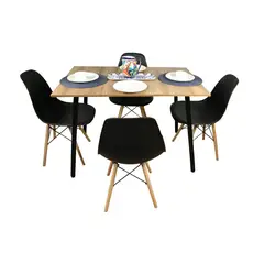DKO DESIGN SAS - Combo Comedor Rectangular 4p (75x110x70) Amaretto + 4 Sillas Negras