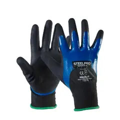 STEELPRO - Guante Multiflex Nitrilo/ Nitrilo Sandy/ Poliester Talla S Set x 12