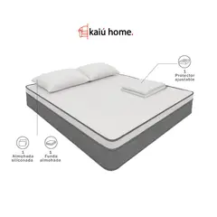 KAIU HOME - Combo Colchon Essencial Plus 120X190 + 1 Almohada + Protector Colchón + 1 Funda