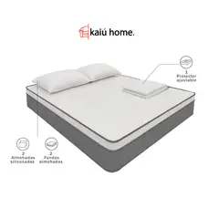 KAIU HOME - Combo Colchon Essencial Plus 140X190 + 2 Almohadas + Protector Colchon + 2 Fundas