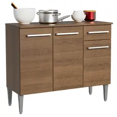 MADESA - Mueble de Cocina Bajo Emilly 1.05 m 3 Puertas 1 Cajón con Encimera de MDP Marrón