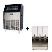 ARTIQ - Combo Dispensador de Bebidas de 3 Tanques + Maquina Fabricadora de Hielo de 90 kg
