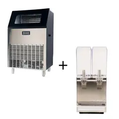 ARTIQ - Combo Dispensador de Bebidas de 2 Tanques + Maquina Fabricadora de Hielo de 90 kg