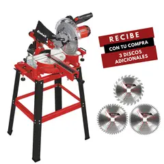 EINHELL - Sierra Acolilladora 10" 110V incluye Banco + Juego x 3 Disco Sierra 250 mm x 30 mm (10" ) 24 - 42 - 60 Dientes