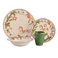 CORONA - Vajilla Dulce Navidad 4 Puestos 16 Piezas