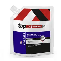TOPEX - Pintura para Interior Súper Lavable Tipo 1 Blanco Mate 1 Galón en Bolsa