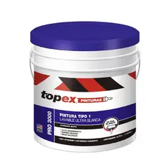 TOPEX - Pintura Para Interior Súper Lavable Tipo 1 Ultra Blanco 1 Galón
