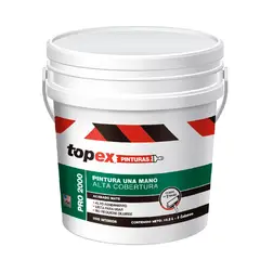 TOPEX - Pintura para Interior Lavable Tipo 2 a Una Mano Alta Cobertura Blanco Mate 5 Galones