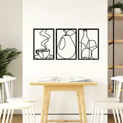 CEGRAFIC - Set 3 Cuadros Vino Café Y Pera De 45X30Cm Cada Uno