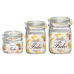 BORMIOLI - Set 3 Recipientes Fido ( 1500ml/1000ml/500ml)