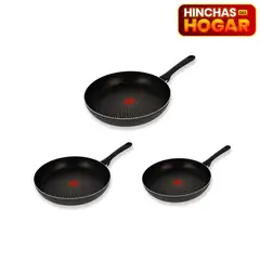 IMUSA - Juego de 3 Sartenes en Aluminio Antiadherentes 16cm, 20cm y 24cm Negro Libre de PFOA Hard Titanium