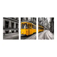 DE CASA - Cuadro Triptico Tren Lisboa 60 X 40 X 3 Cms
