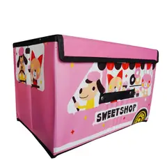 undefined - Organizador de juguetes y ropa infantil caja con tapa rosado