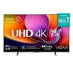 HISENSE - Televisor 75 Pulgadas Led Uhd 4k Smart Tv 75a6nv