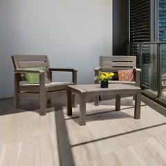 RIMAX - Juego Balcón Exterior 3 Piezas Plástico / Polipropileno Baru Mocca