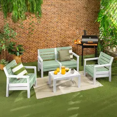RIMAX - Juego de Terraza Exterior Polipropileno 4 Piezas Baru Mocca