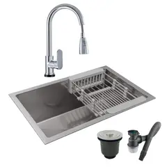 GRIFOS CENTER - Combo Lavaplatos 60*40cm+grif.extraible Cromo+accesorios