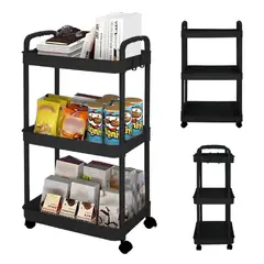 52 BITS - Carrito Organizador Plástico Resistente Color Negro