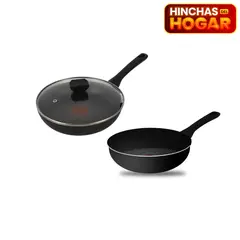 IMUSA - Set Sartén 24cm Tapa Vidrio + Wok 24cm Hard Titanium